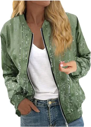 Womens Bomber Jacket Coat Casual Stand Collar Zip Up Lightweight Fall Fashion Jackets Outerwear Outfits with Pockets
