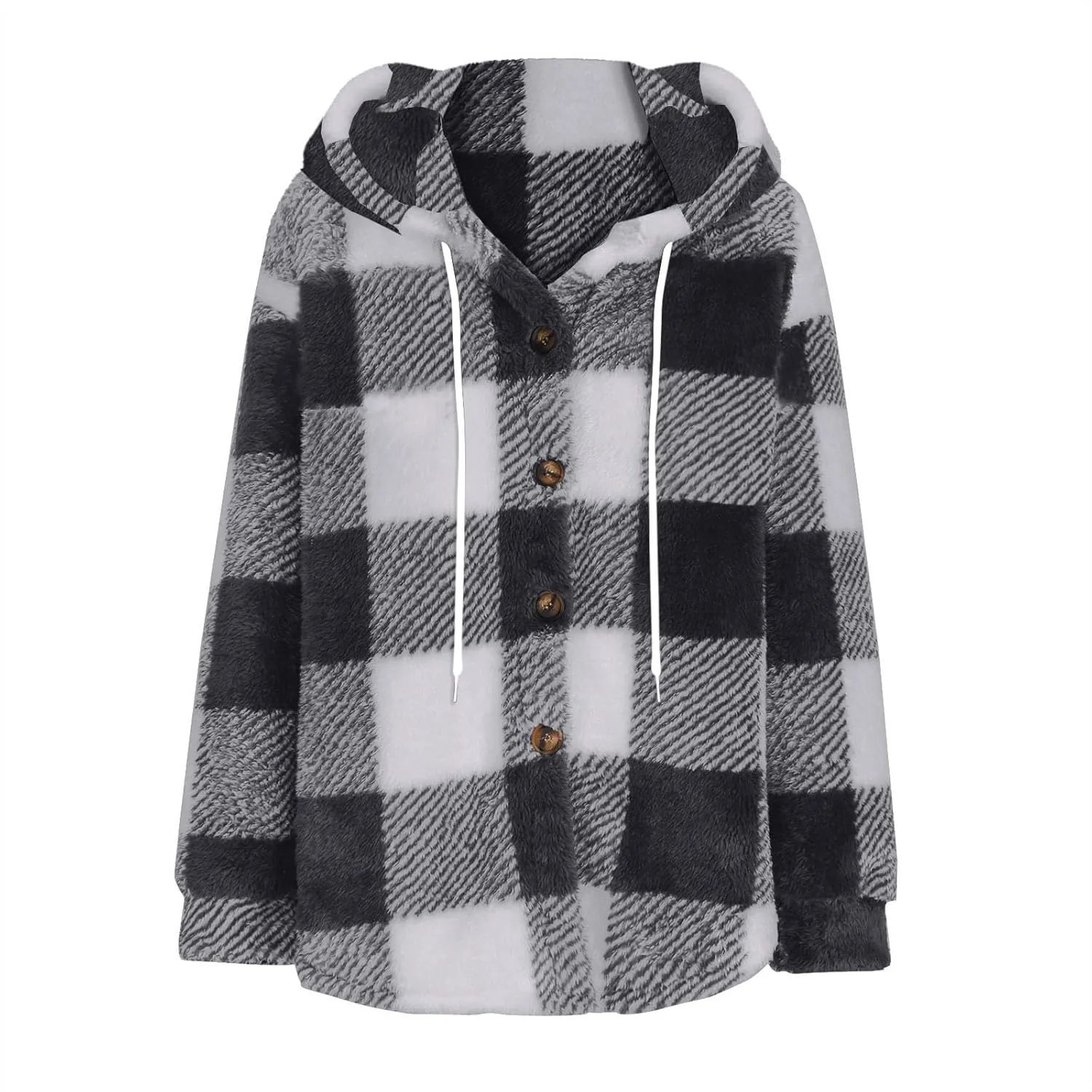 Womens Button Down Hoodies Fleece Lined Coats Soft Comfy Warm Cardigan Sweaters Plus Size Sherpa Jackets Outerwear