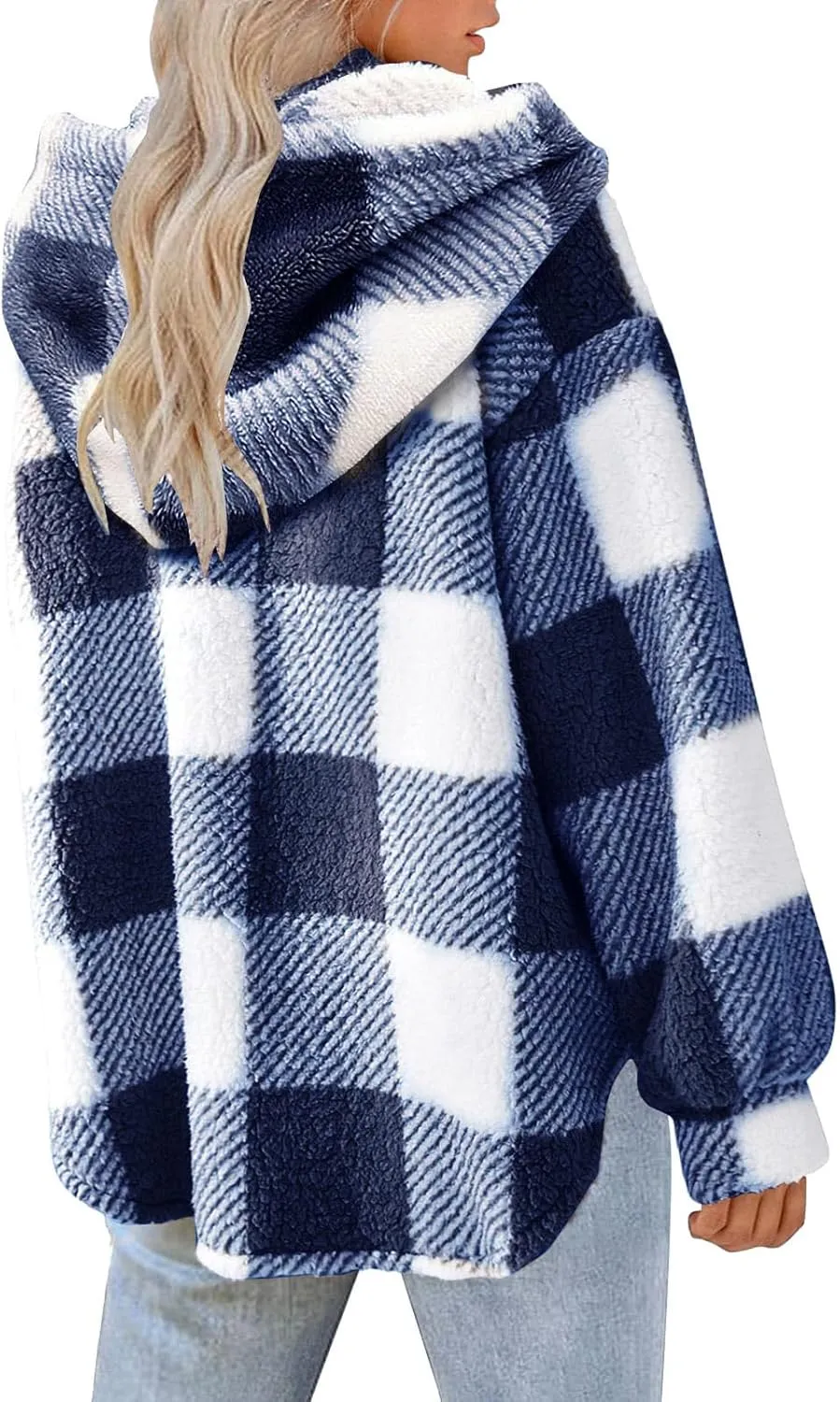 Womens Button Down Hoodies Fleece Lined Coats Soft Comfy Warm Cardigan Sweaters Plus Size Sherpa Jackets Outerwear