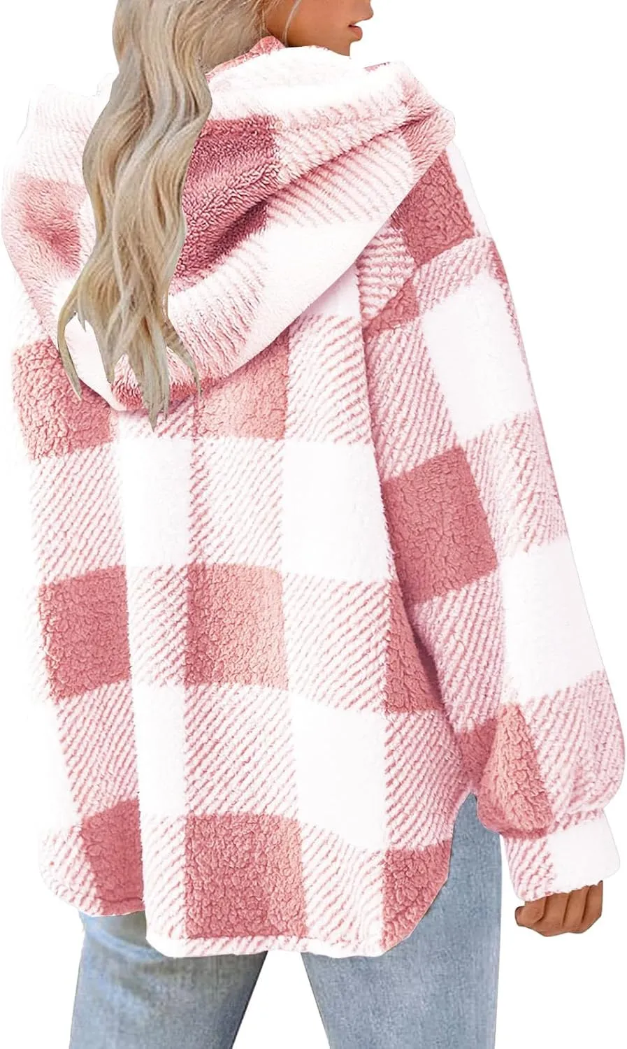 Womens Button Down Hoodies Fleece Lined Coats Soft Comfy Warm Cardigan Sweaters Plus Size Sherpa Jackets Outerwear