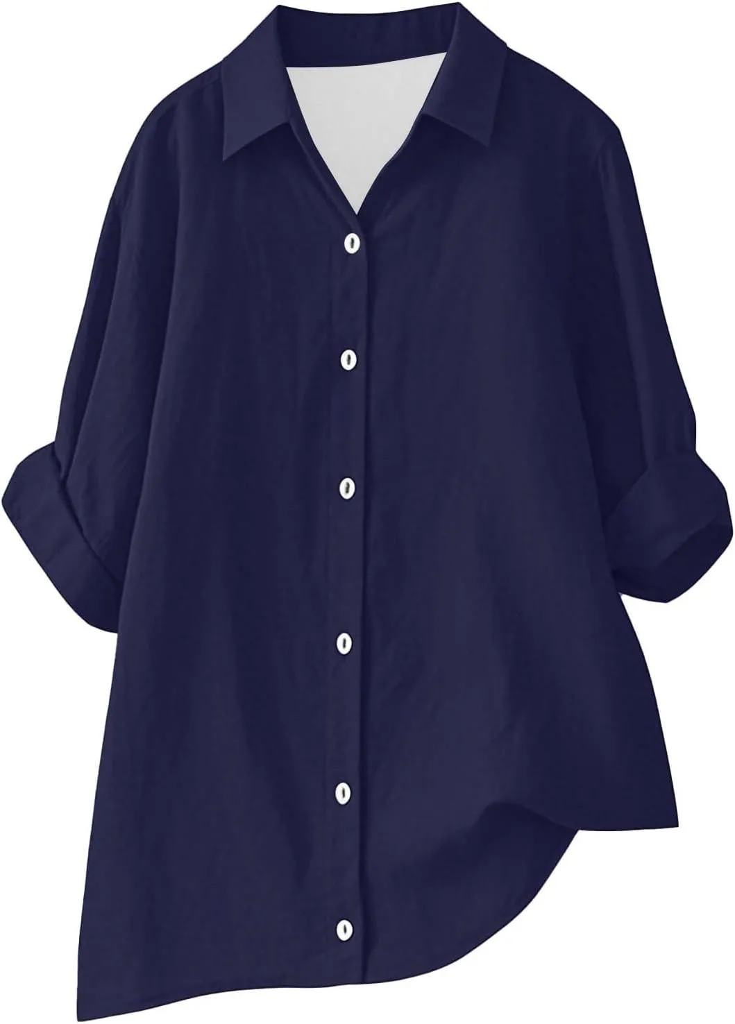 Womens Button Down Shirts Dress Shirts Long Sleeve Blouses V Neck Solid Casual Tunics Tops
