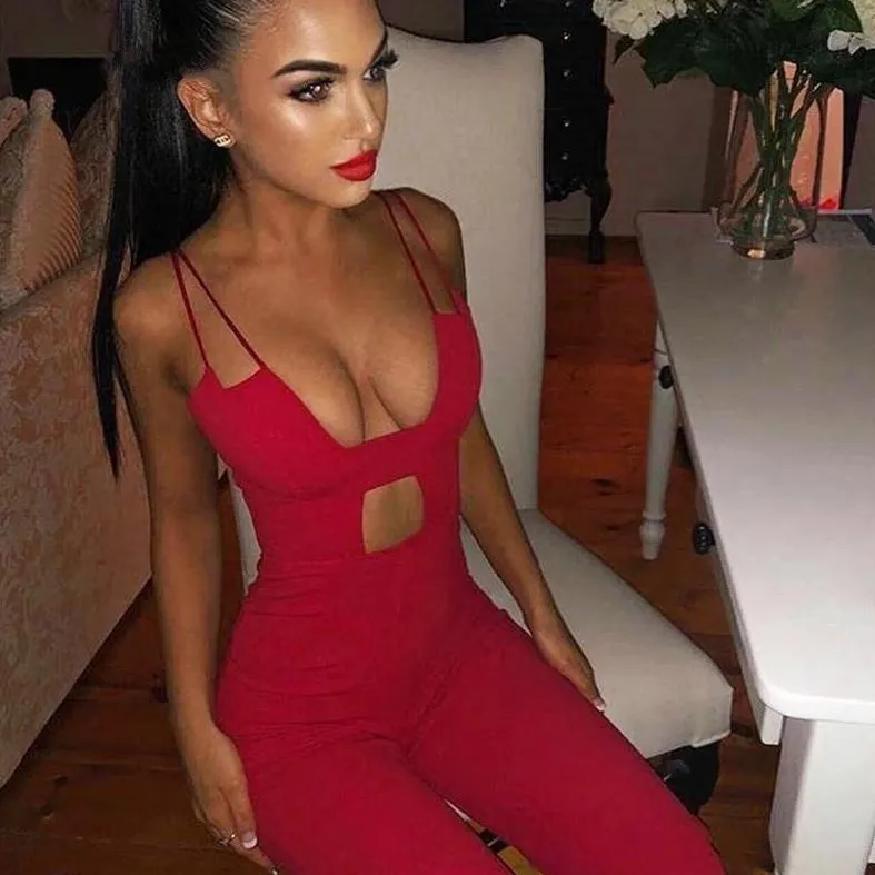 Women's Casual Sleeveless Backless V-Neck Jumpsuit