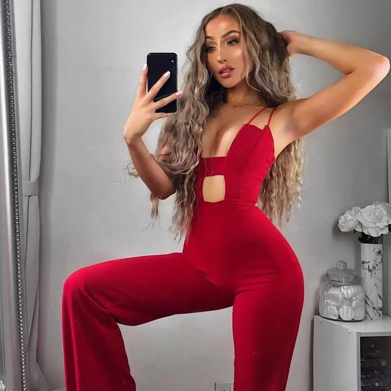 Women's Casual Sleeveless Backless V-Neck Jumpsuit