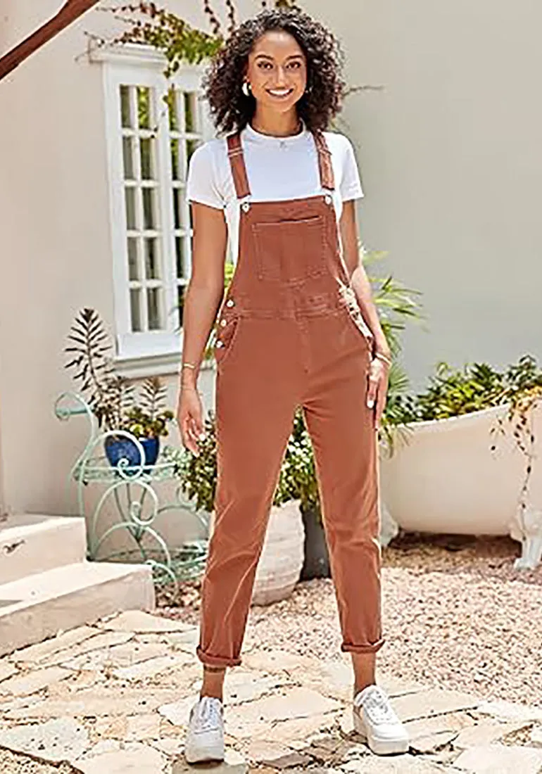 Women's Casual Stretch Adjustable Denim Bib Overalls Jeans Pants Jumpsuits