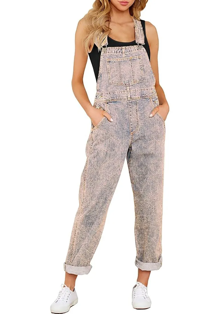 Women's Casual Stretch Adjustable Denim Bib Overalls Jeans Pants Jumpsuits