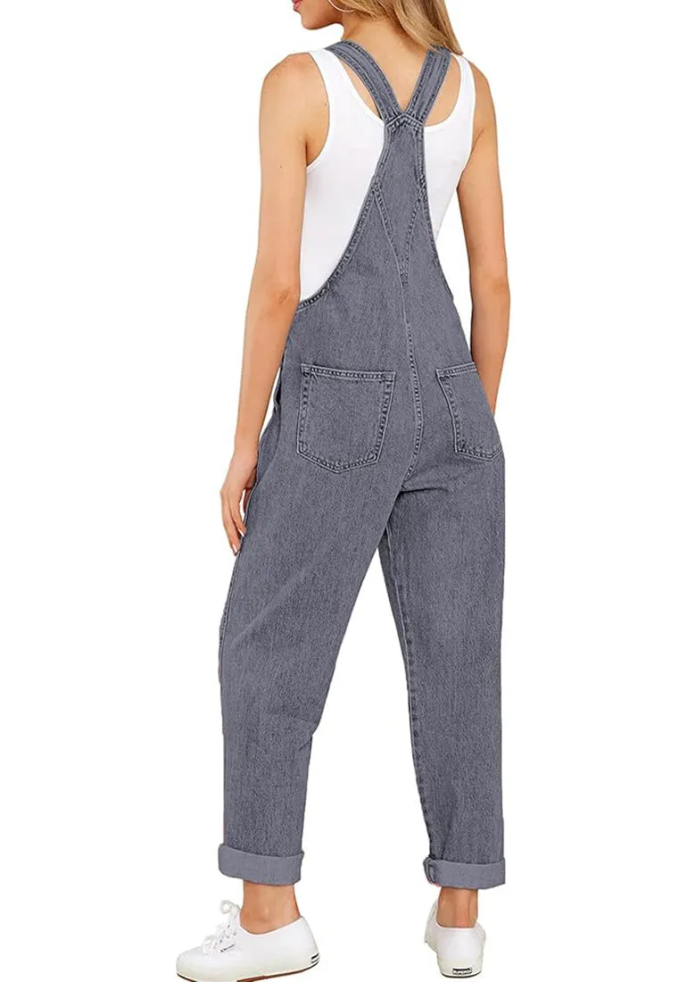 Women's Casual Stretch Adjustable Denim Bib Overalls Jeans Pants Jumpsuits