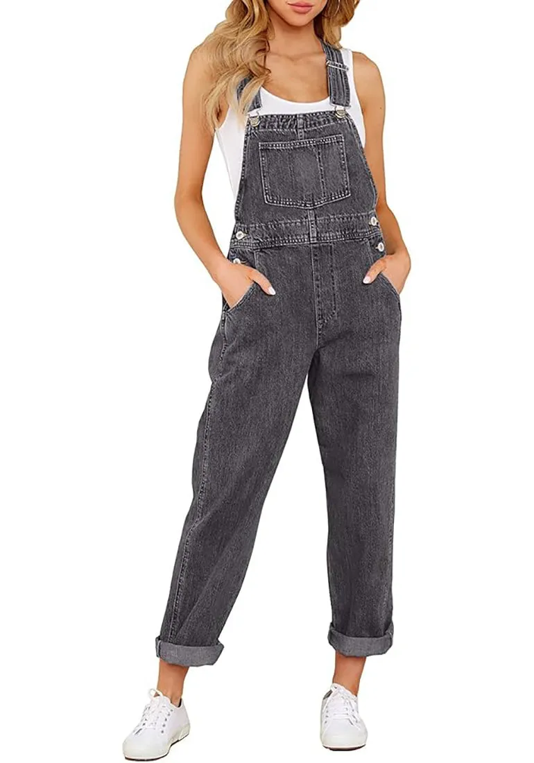 Women's Casual Stretch Adjustable Denim Bib Overalls Jeans Pants Jumpsuits