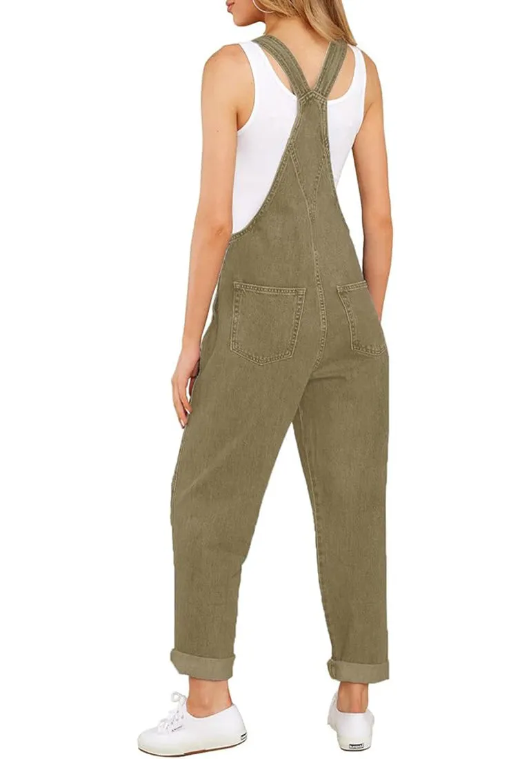 Women's Casual Stretch Adjustable Denim Bib Overalls Jeans Pants Jumpsuits