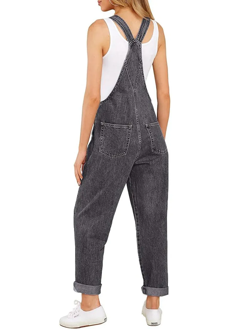 Women's Casual Stretch Adjustable Denim Bib Overalls Jeans Pants Jumpsuits