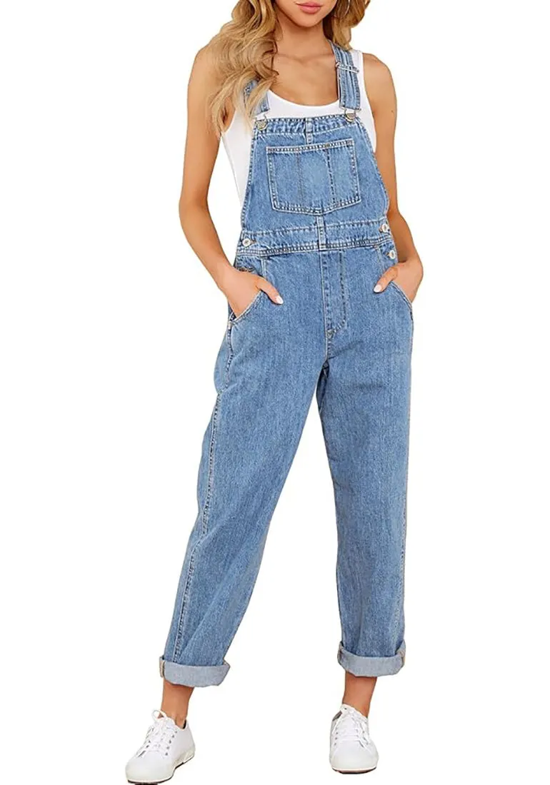 Women's Casual Stretch Adjustable Denim Bib Overalls Jeans Pants Jumpsuits