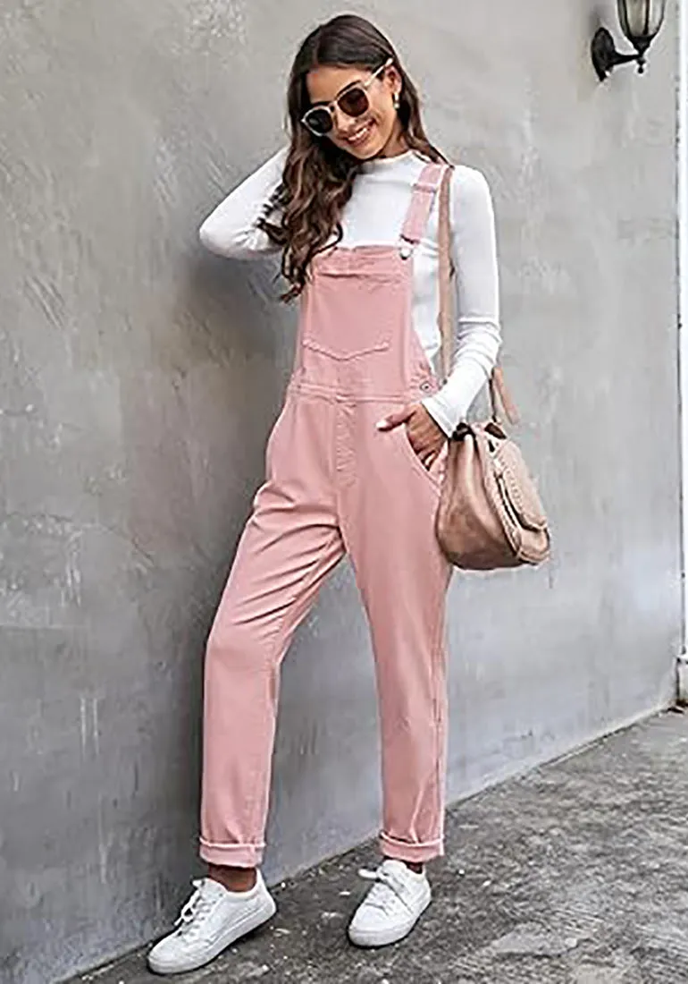 Women's Casual Stretch Adjustable Denim Bib Overalls Jeans Pants Jumpsuits