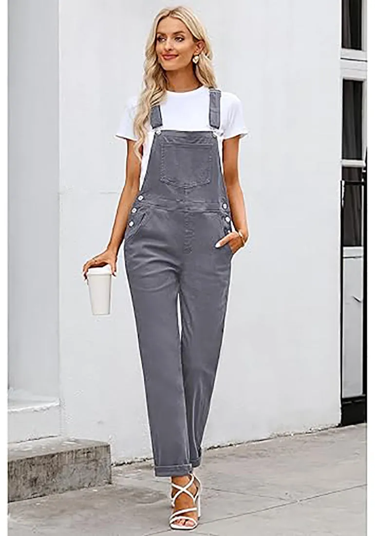 Women's Casual Stretch Adjustable Denim Bib Overalls Jeans Pants Jumpsuits
