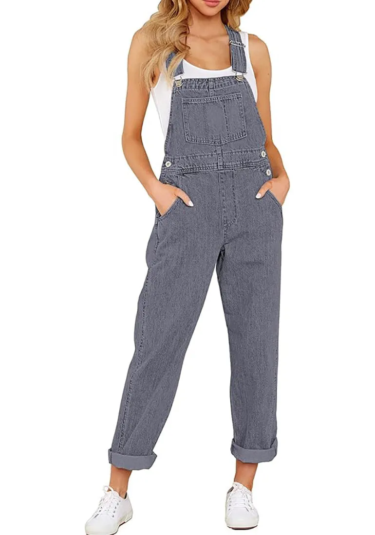 Women's Casual Stretch Adjustable Denim Bib Overalls Jeans Pants Jumpsuits