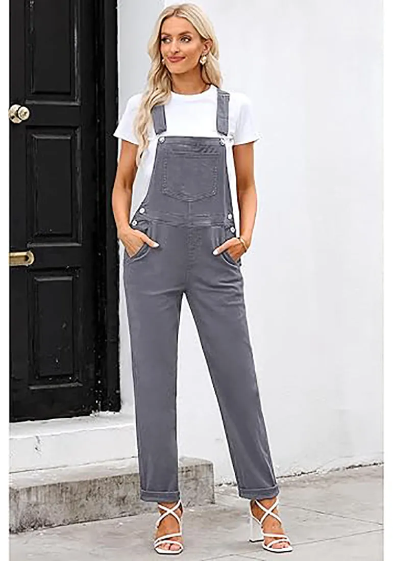 Women's Casual Stretch Adjustable Denim Bib Overalls Jeans Pants Jumpsuits