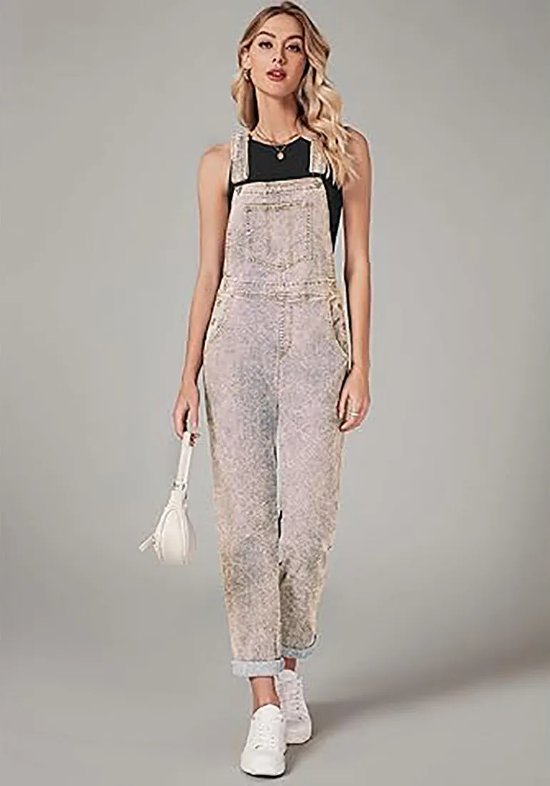 Women's Casual Stretch Adjustable Denim Bib Overalls Jeans Pants Jumpsuits
