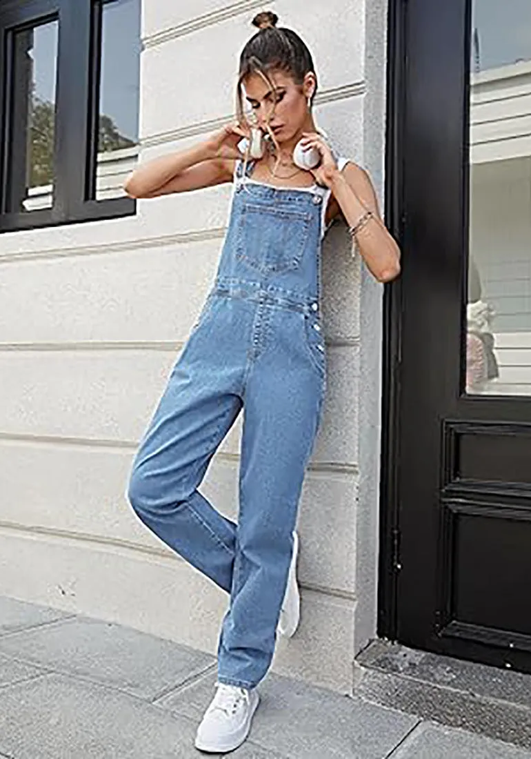 Women's Casual Stretch Adjustable Denim Bib Overalls Jeans Pants Jumpsuits