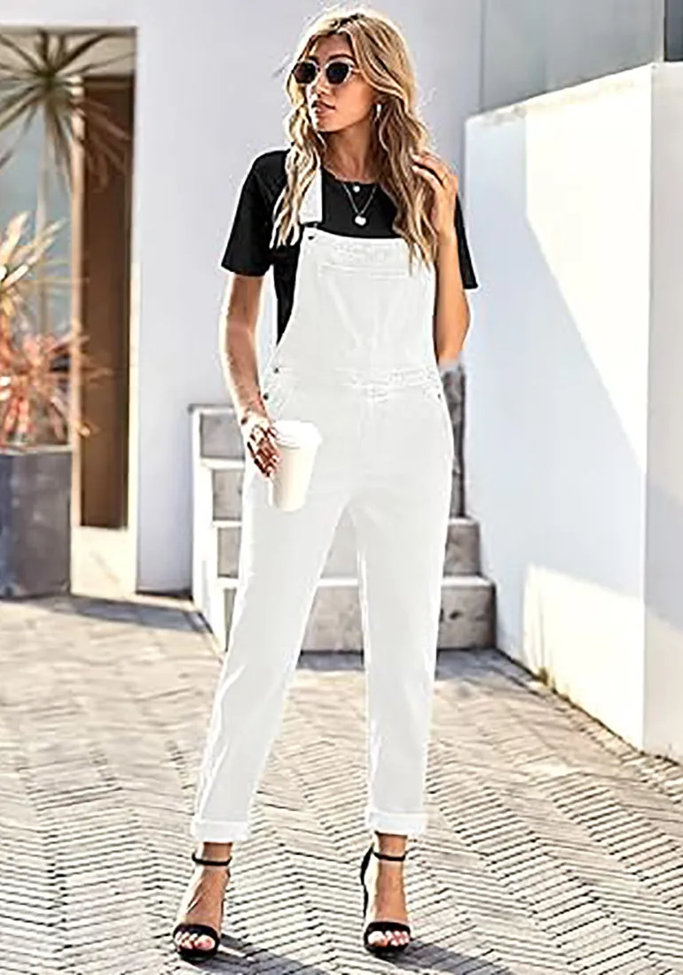 Women's Casual Stretch Adjustable Denim Bib Overalls Jeans Pants Jumpsuits