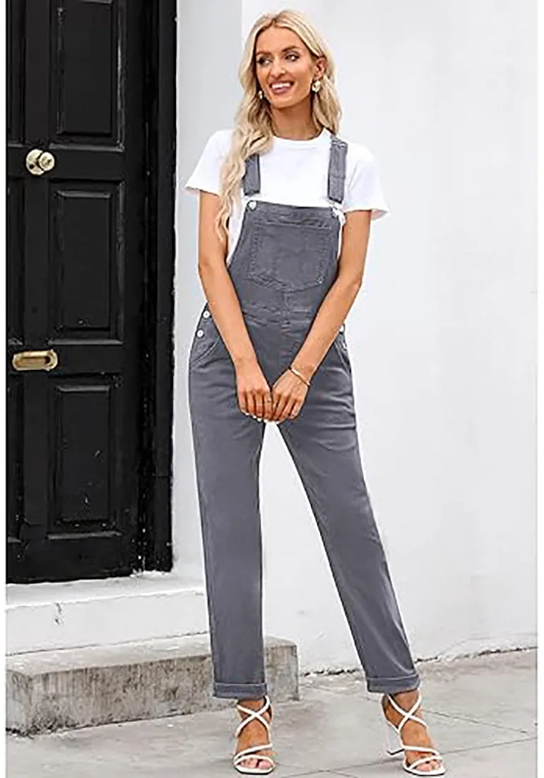 Women's Casual Stretch Adjustable Denim Bib Overalls Jeans Pants Jumpsuits