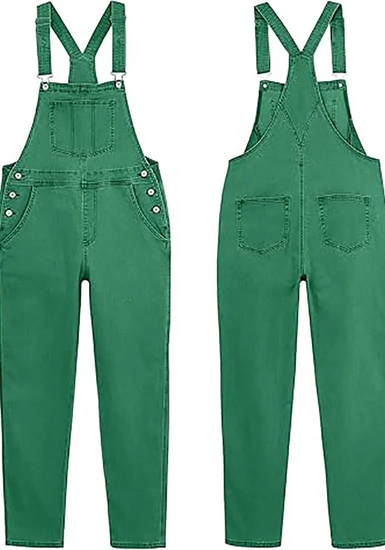 Women's Casual Stretch Adjustable Denim Bib Overalls Jeans Pants Jumpsuits