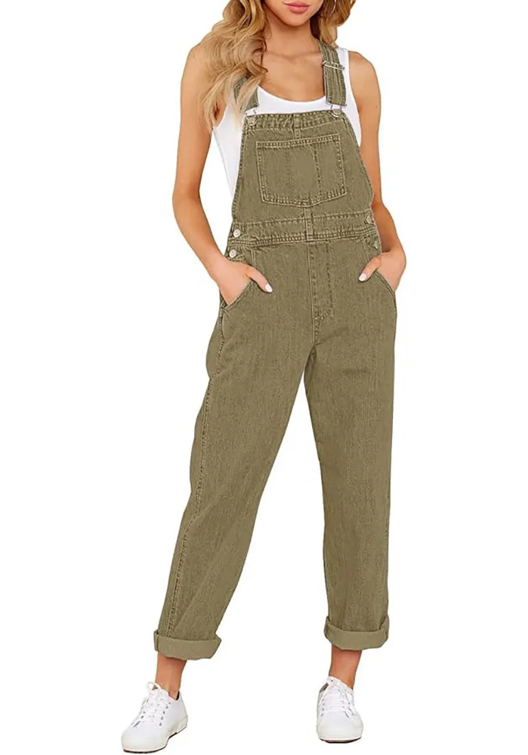 Women's Casual Stretch Adjustable Denim Bib Overalls Jeans Pants Jumpsuits