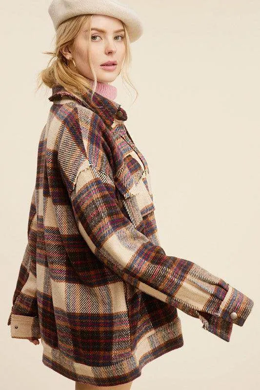 Womens Colorful Plaid Hailee Thick Shirt Jacket
