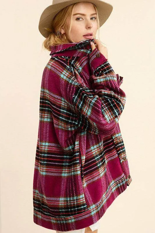 Womens Colorful Plaid Hailee Thick Shirt Jacket