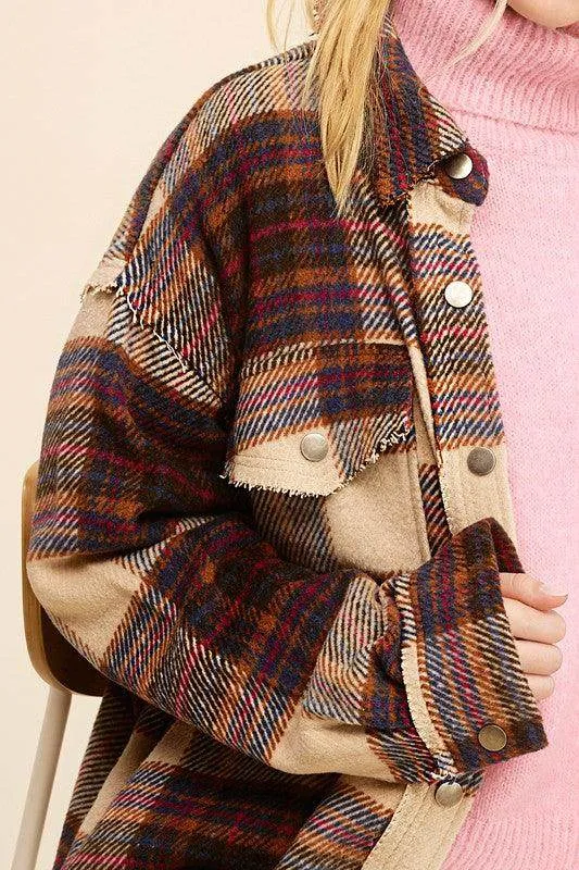 Womens Colorful Plaid Hailee Thick Shirt Jacket