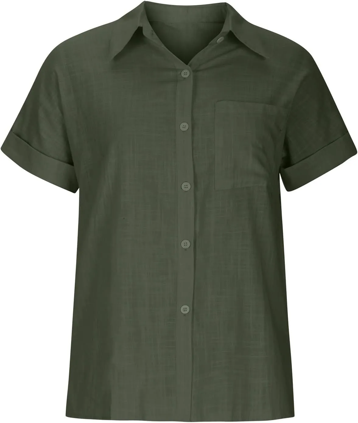 Women's Cotton Linen Shirts Casual Short Sleeve Blouses Plus Size Button Up T-Shirts Resort Wear Summer 2025