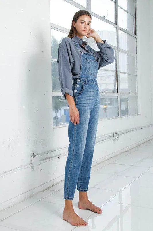Womens Cropped Bib Denim Jean Overalls
