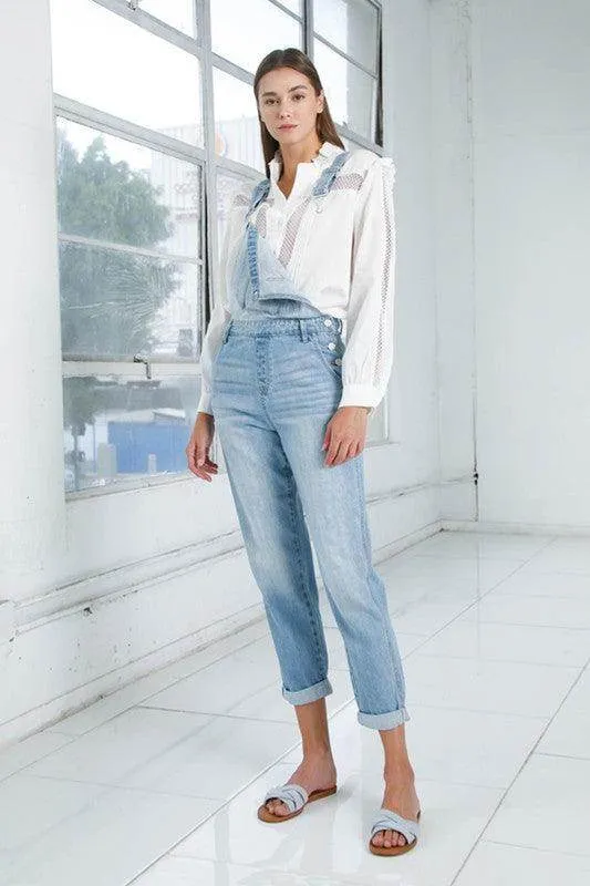 Womens Cropped Bib Denim Jean Overalls