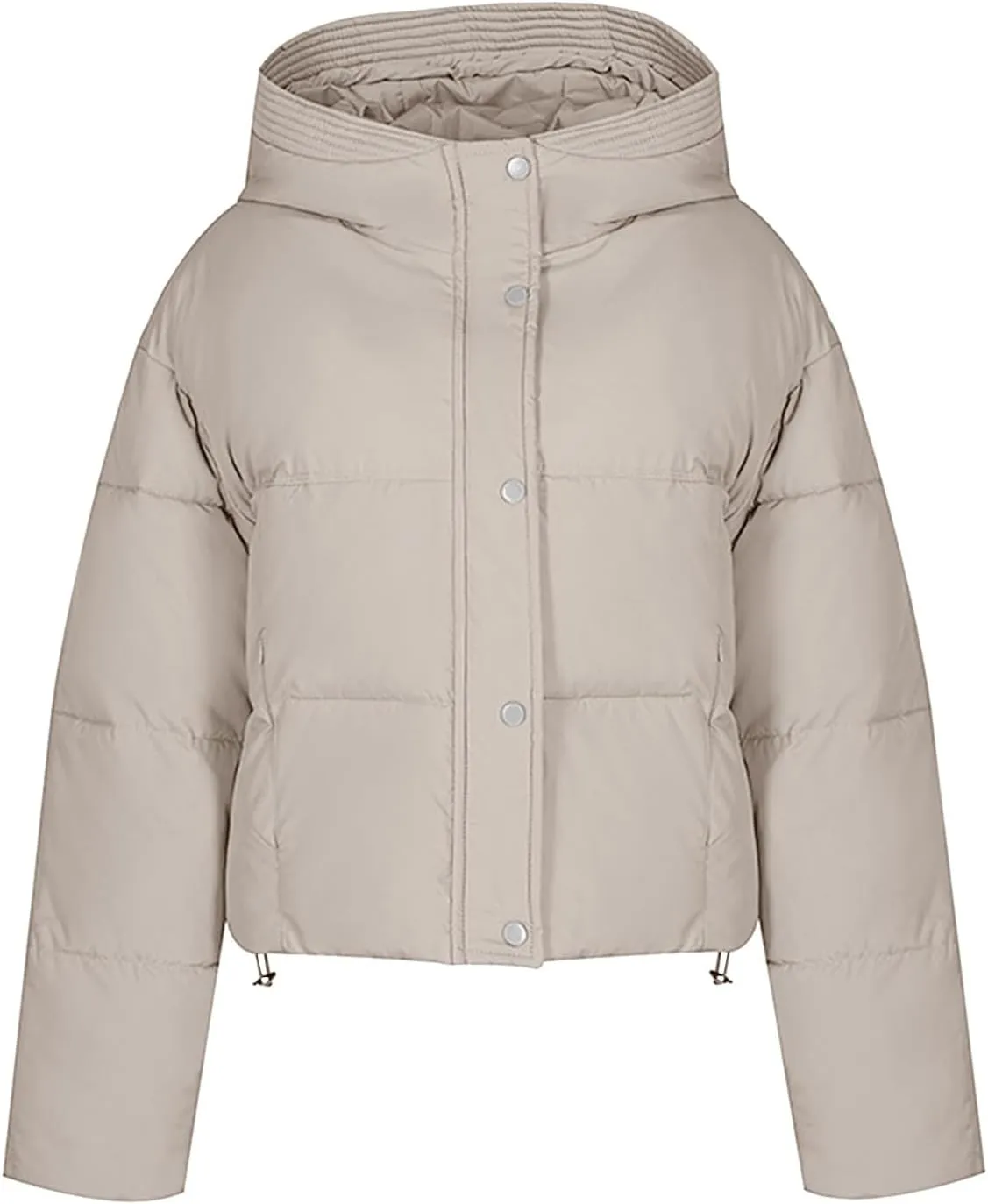 Women's Cropped Puffer Jackets Hooded Winter Coats Thicken Puffy Short Down Coats Quilted Lightweight Jackets Outerwear