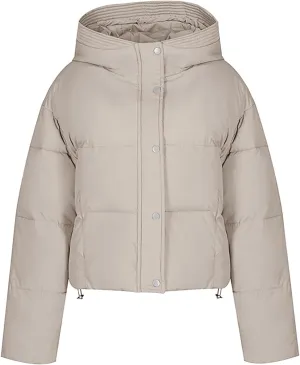 Women's Cropped Puffer Jackets Hooded Winter Coats Thicken Puffy Short Down Coats Quilted Lightweight Jackets Outerwear