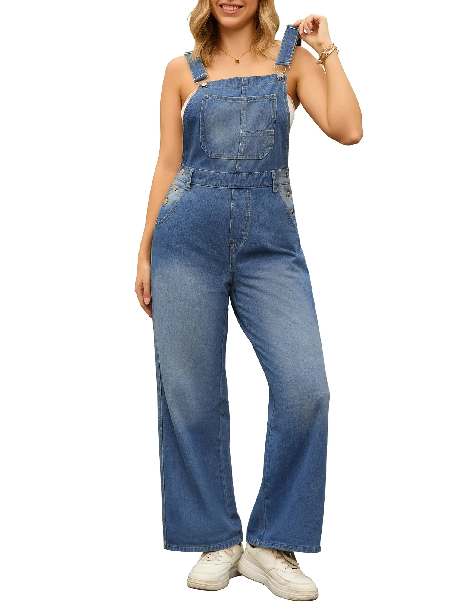 Women's Denim Jumpsuits Dungarees Pockets Spring Fashion Work Outfits Baggy Bib Overalls