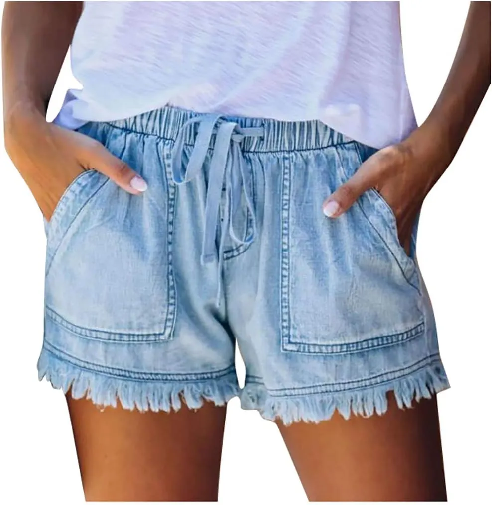 Womens Denim Shorts Stretchy High Waisted Summer Casual Jean Shorts Trendy Ripped Loose Fit Hot Short Jeans