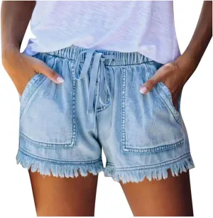 Womens Denim Shorts Stretchy High Waisted Summer Casual Jean Shorts Trendy Ripped Loose Fit Hot Short Jeans