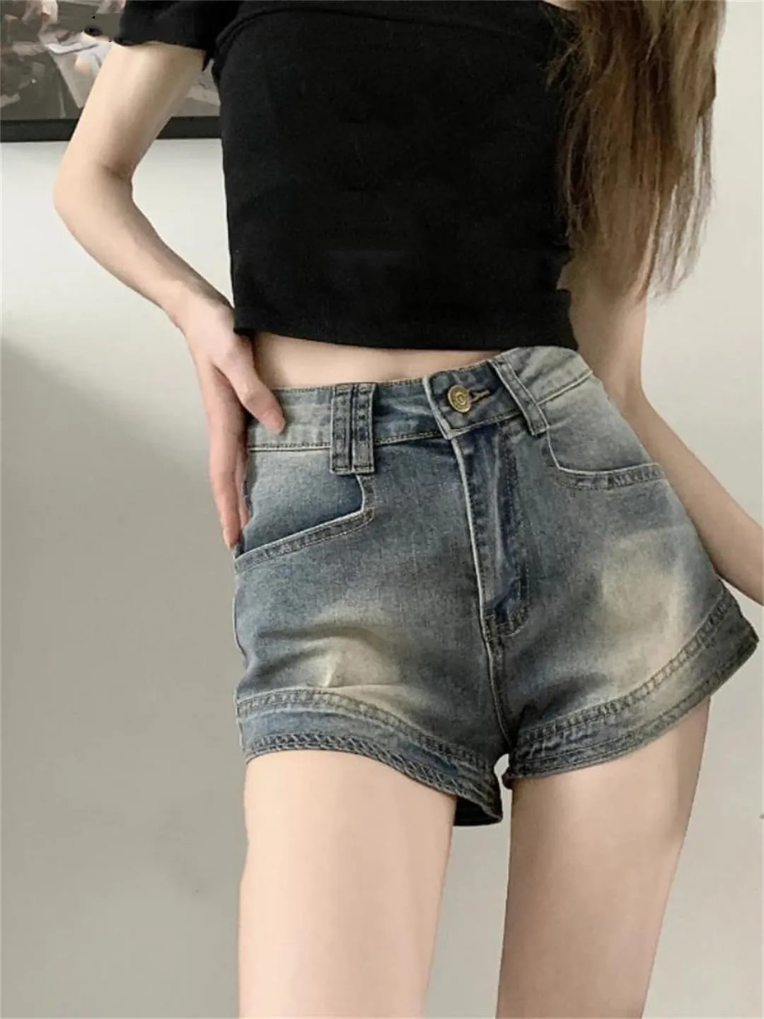 Women's Denim Shorts Summer High Waisted Retro Solid Casual All-Match Denim Shorts