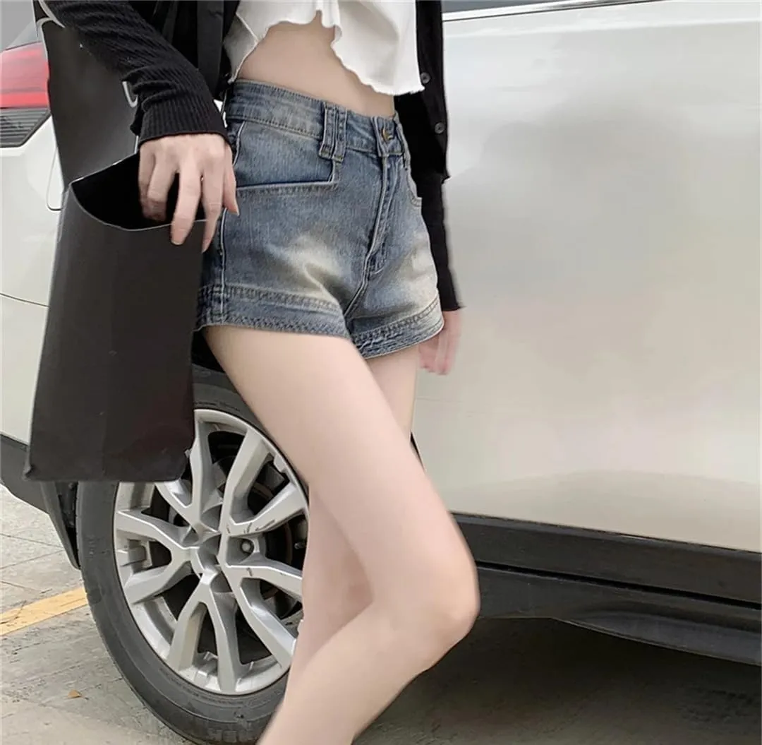 Women's Denim Shorts Summer High Waisted Retro Solid Casual All-Match Denim Shorts
