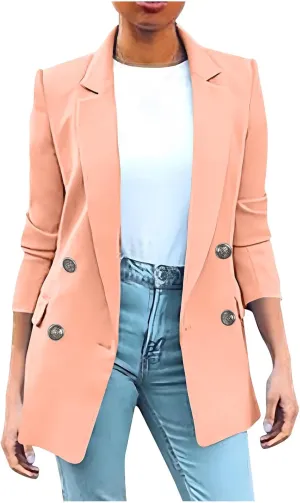 Women's Fall Casual Blazers Business Outfits Long Sleeve Notch Lapel Trendy Work Suit Office Blazer Jackets Outerwear