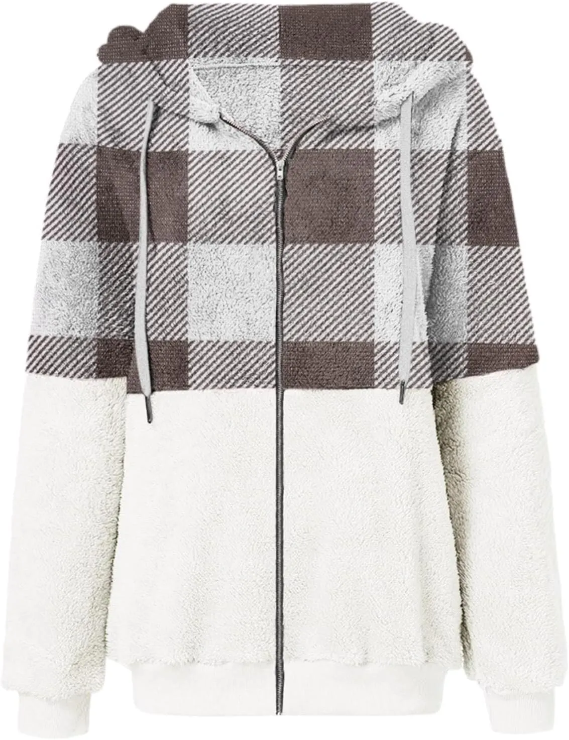 Womens Flannel Shacket Jacket Hooded Jackets Up Button Cardigan Trendy Plaid Fuzzy Outerwear Womens Long Flannel