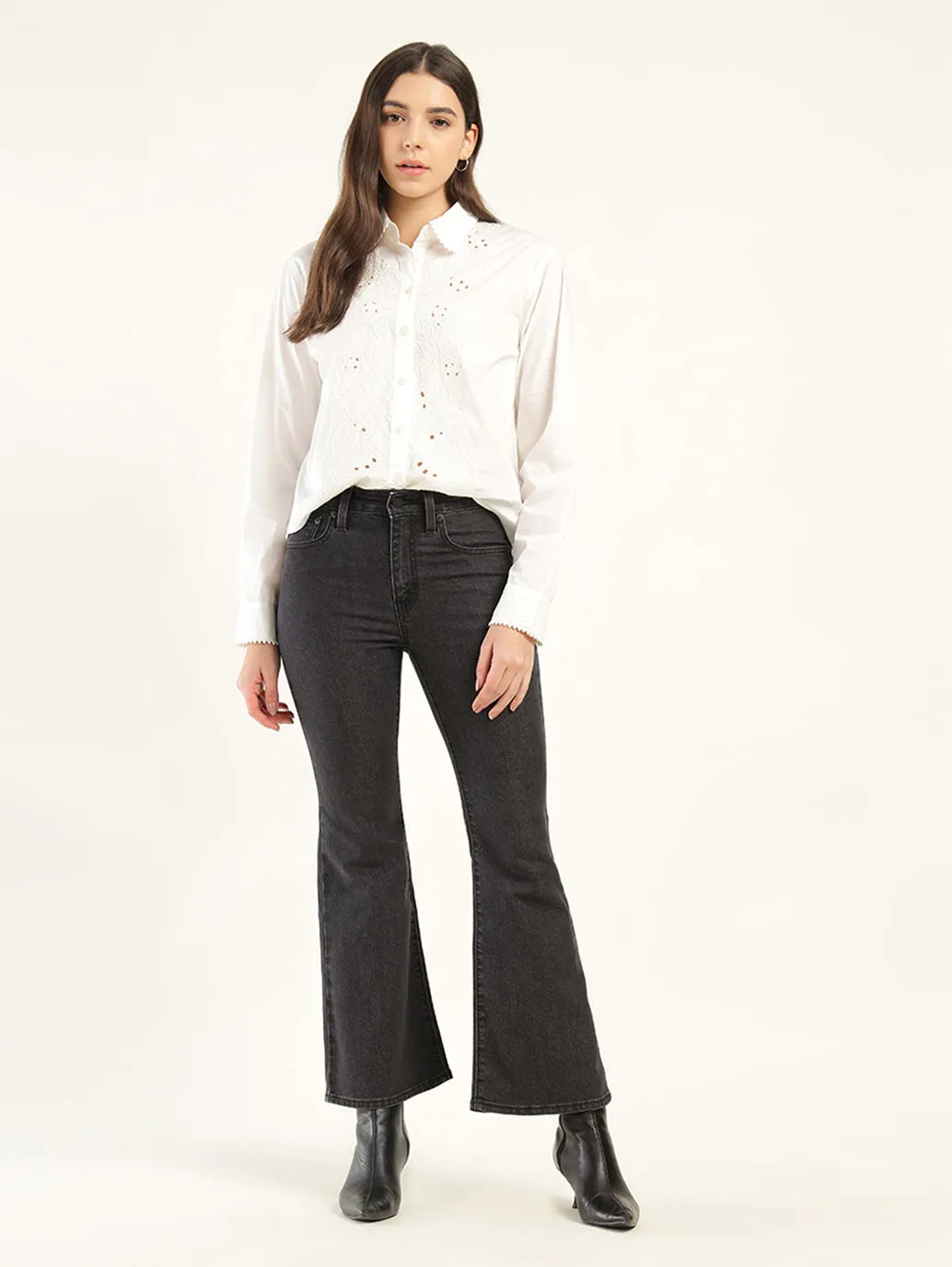 Women's High Rise 726 Flared Fit Black Jeans