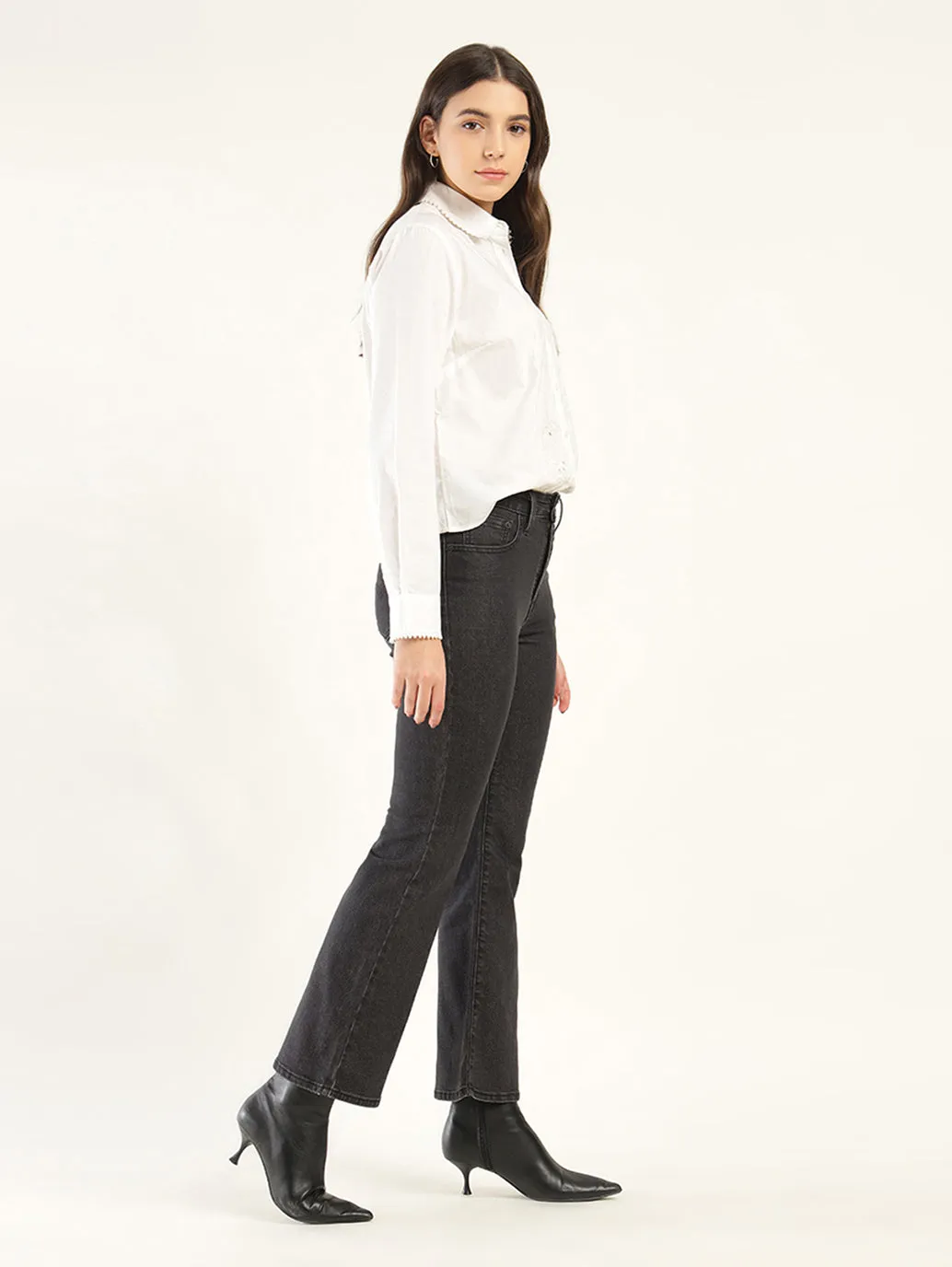 Women's High Rise 726 Flared Fit Black Jeans