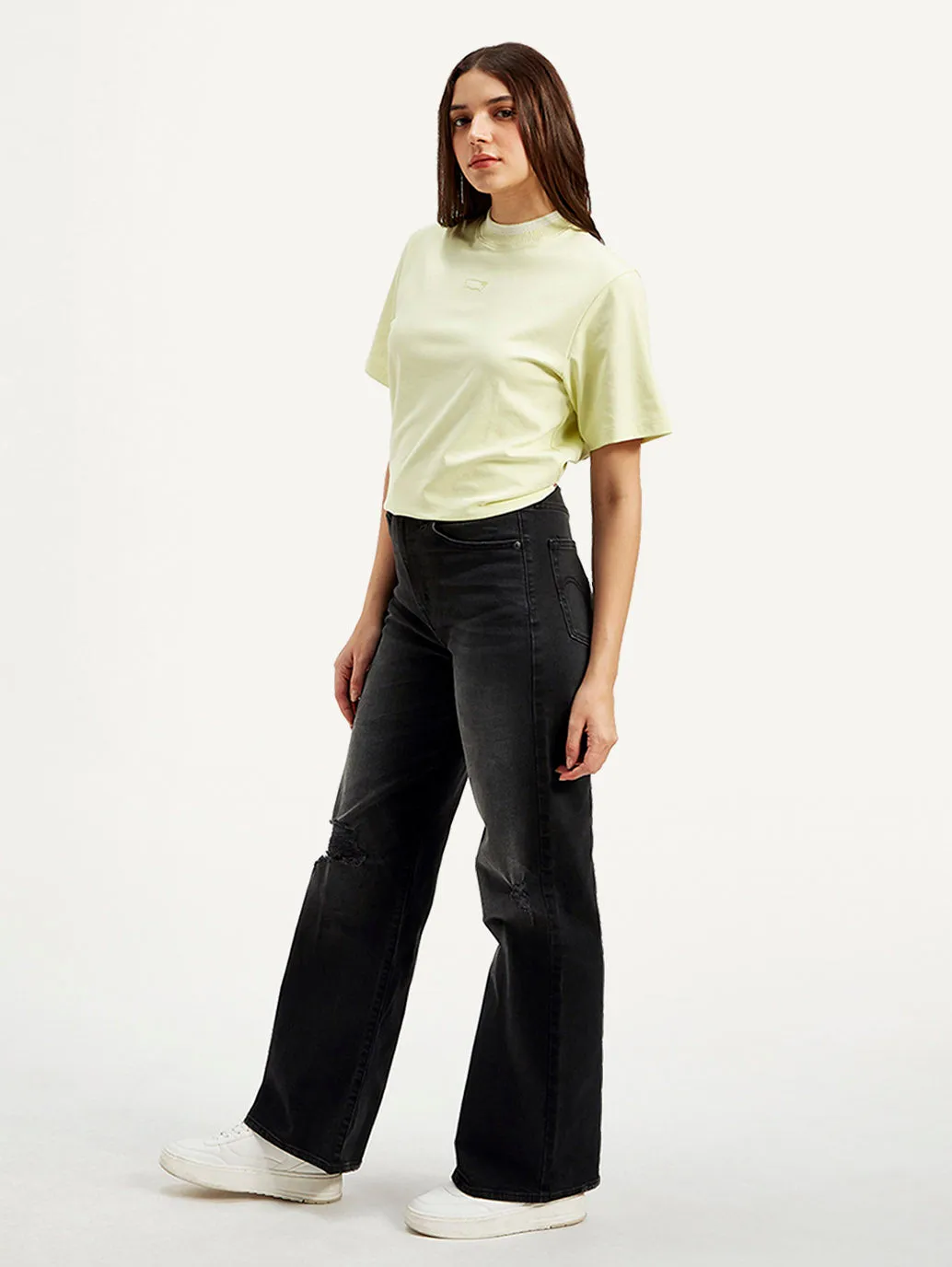 Women's High Rise Flared Black Jeans