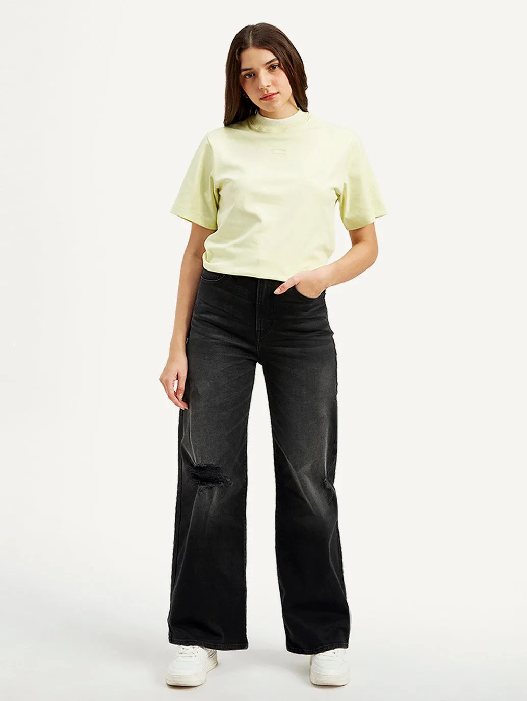 Women's High Rise Flared Black Jeans