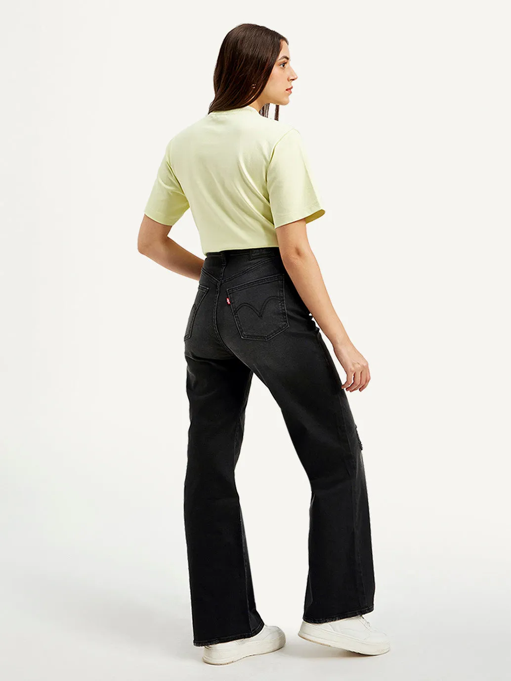 Women's High Rise Flared Black Jeans