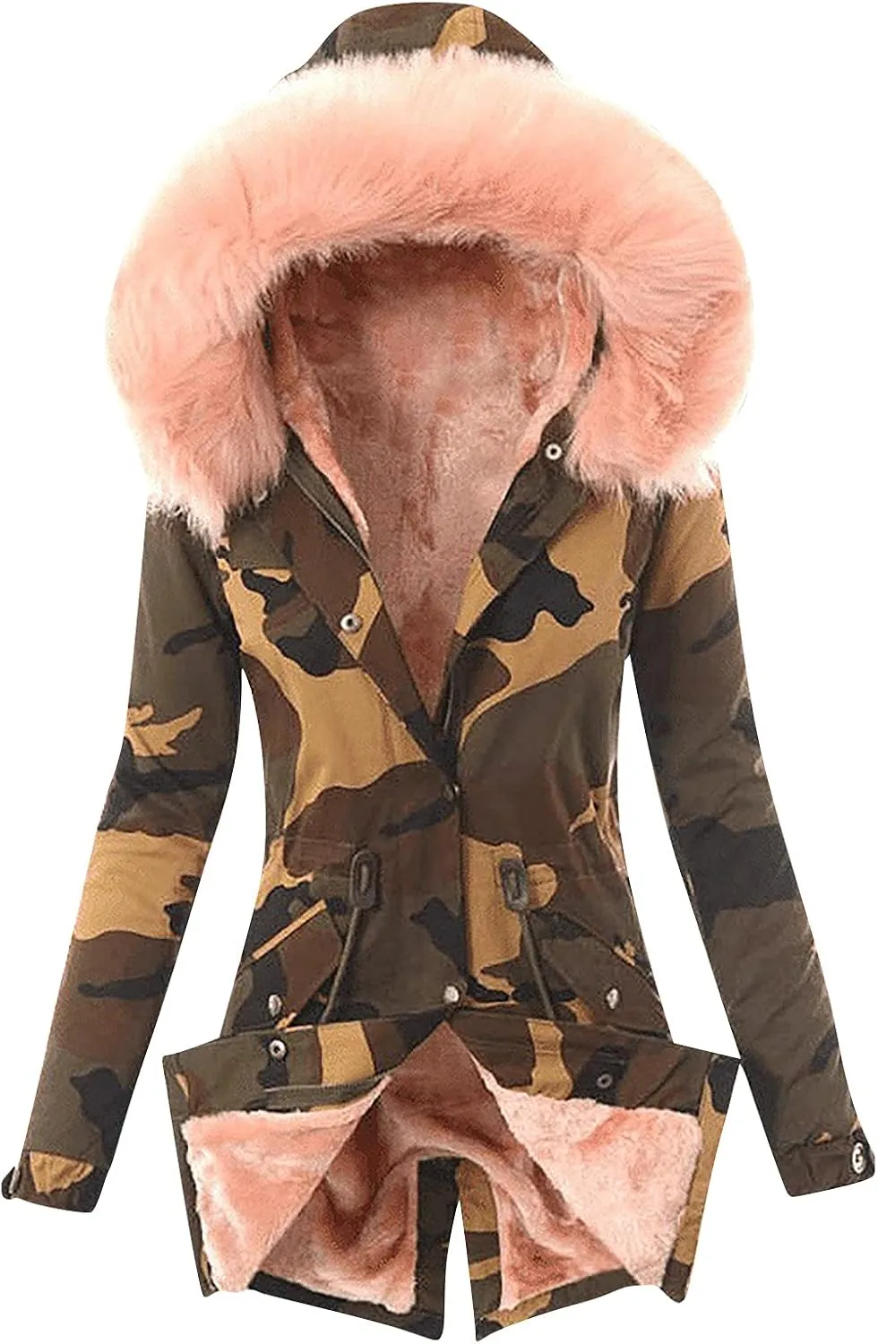 Womens Hooded Jacket Ladies Coat Womens Winter Warm Thick Long Jacket Hooded Overcoat