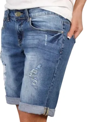 Women's Jean Shorts Ripped High Waisted Stretchy Denim Shorts Y2K Summer Casual Denim Shorts Bermuda Short Jean Biker Shorts