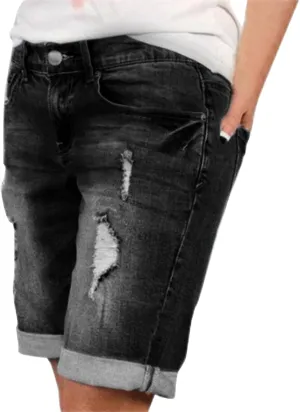 Women's Jean Shorts Ripped High Waisted Stretchy Denim Shorts Y2K Summer Casual Denim Shorts Bermuda Short Jean Biker Shorts