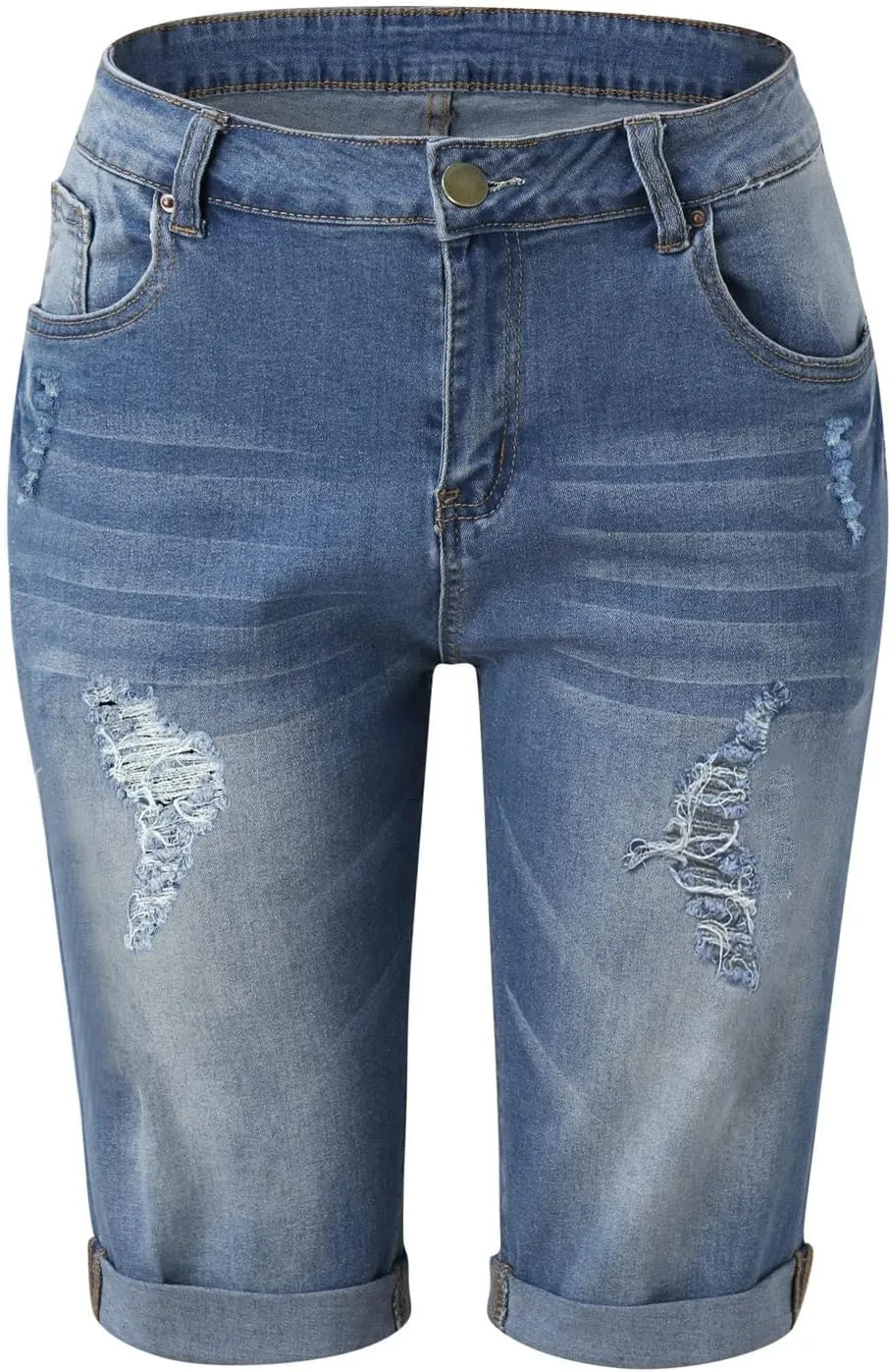Women's Jean Shorts Ripped High Waisted Stretchy Denim Shorts Y2K Summer Casual Denim Shorts Bermuda Short Jean Biker Shorts
