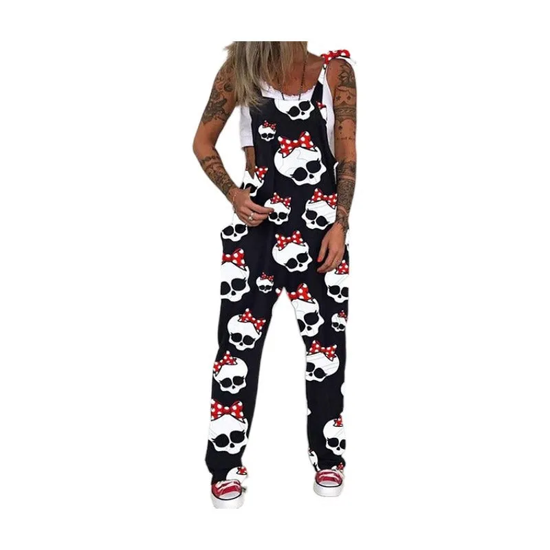 Womens Jumpsuits for Summer Graphic Punk Trendy Pockets Casual