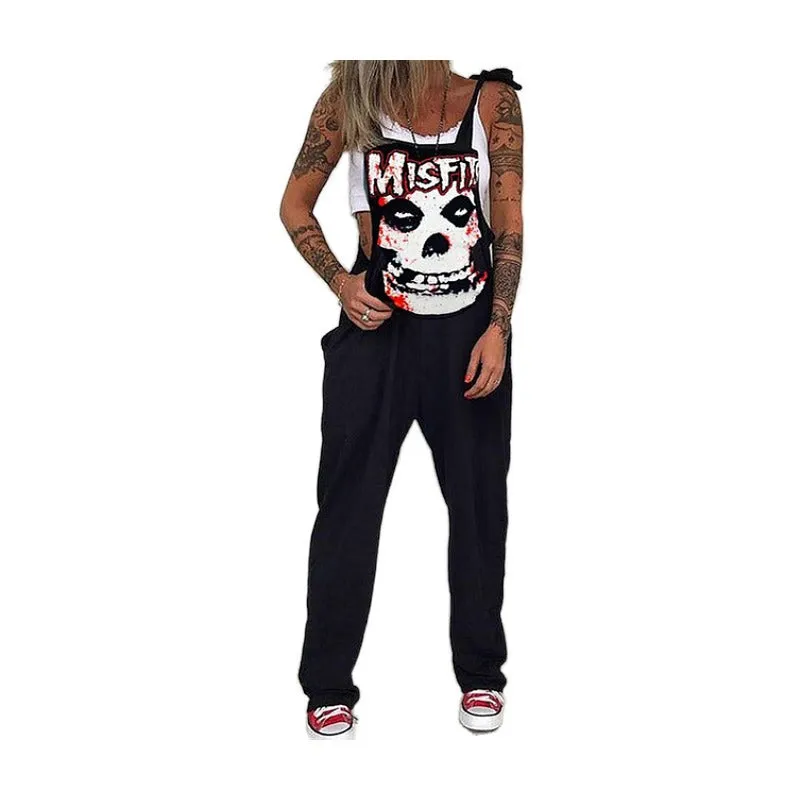 Womens Jumpsuits for Summer Graphic Punk Trendy Pockets Casual